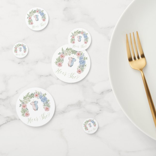 He or She? Botanical Gender Reveal Konfetti (Gruppe)