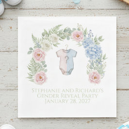 He or She? Botanical Gender Reveal Napkin Serviette
