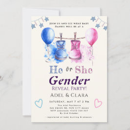 He or She Gender Reveal Invitation Einladung