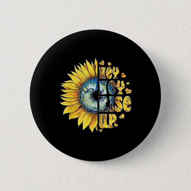 He Rise Up Ukraine Sonnenblumenfrieden für Ukraine Button (Vorderseite)