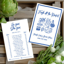 He Said She Said Blue Bridal Shower Game