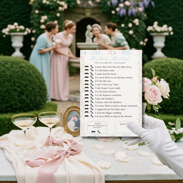 He Said, She Said Bridal shower Floral Game Einladung (He Said, She Said Bridal shower Floral Game)