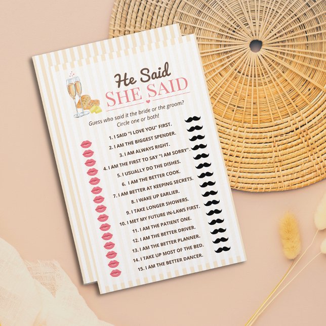 He Said She Said Bridal Shower Game  (Von Creator hochgeladen)