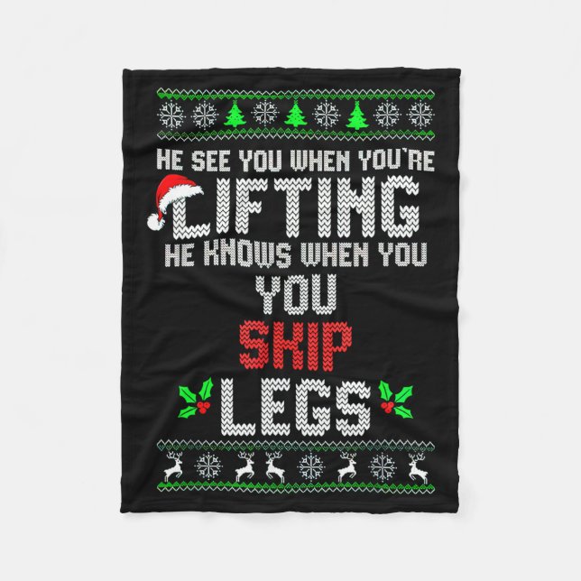 He Sees You When You're Lifting He Knows When You  Fleecedecke (Vorderseite)