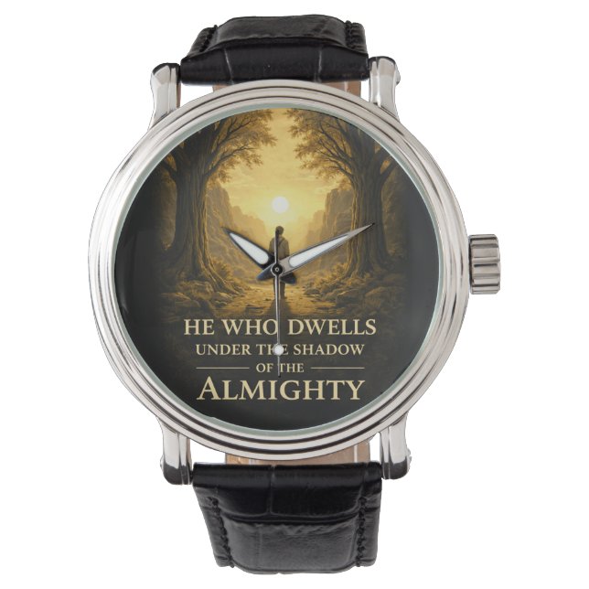 He Who Dwells Psalm 91 Christian Art Armbanduhr (Vorderseite)