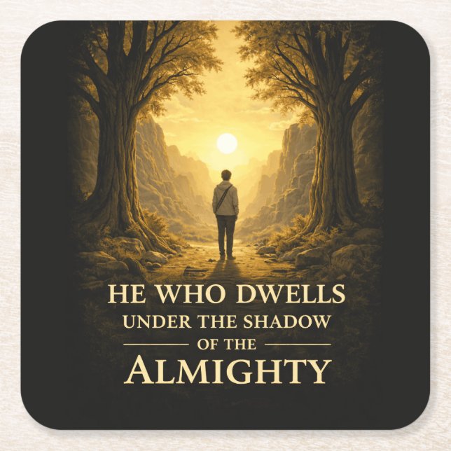 He Who Dwells Psalm 91 Christian Art Rechteckiger Pappuntersetzer (Vorderseite)