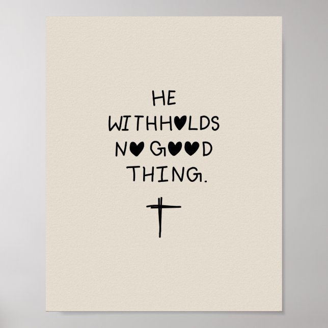 He withholds no good things poster (Vorne)