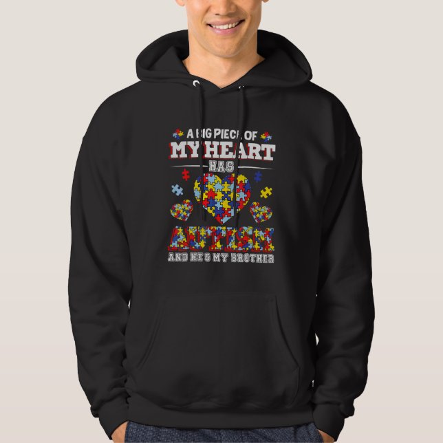 Heâ€™s eines Herzautismus Big Mein Herz hat Broth Hoodie (Vorderseite)