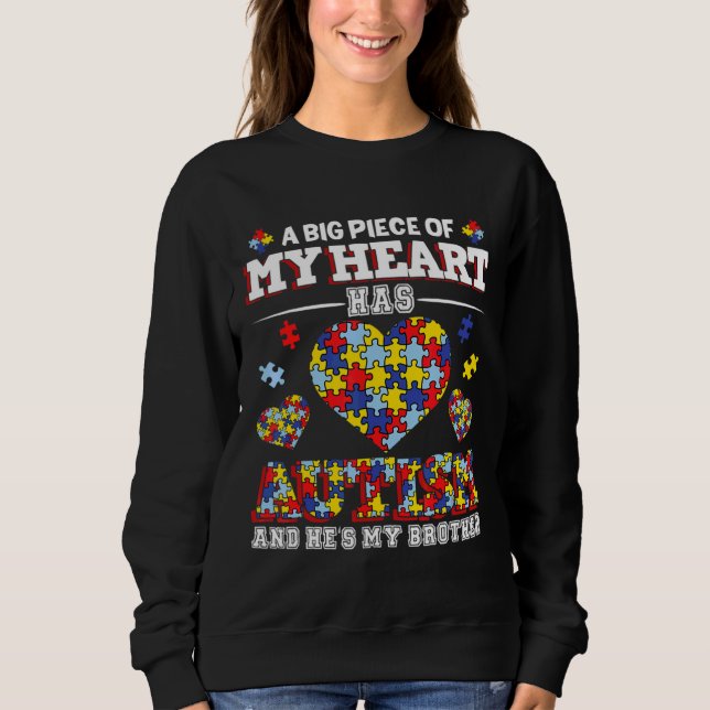 Heâ€™s eines Herzautismus Big Mein Herz hat Broth Sweatshirt (Vorderseite)