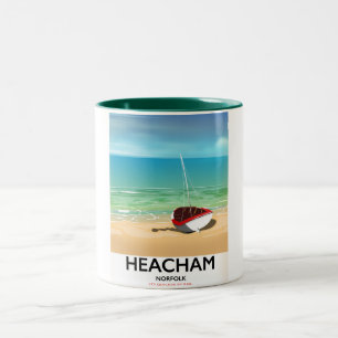 Heacham Norfolk Vintage-Strandplakat Zweifarbige Tasse