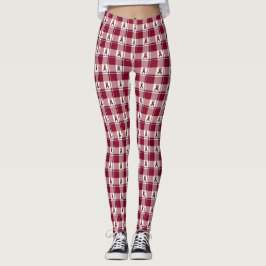 Head and Neck Cancer Awareness Plaid Burgundy Leggings