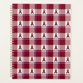 Head and Neck Cancer Awareness Plaid Burgundy Planer