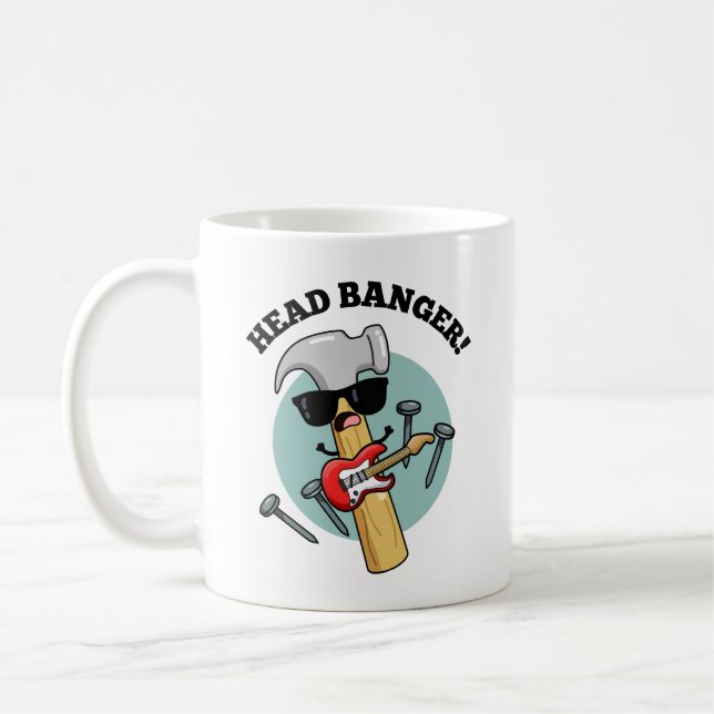Head Banger Funny Music Puns Kaffeetasse (Links)
