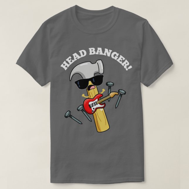 Head Banger Funny Music Puns T-Shirt (Design vorne)