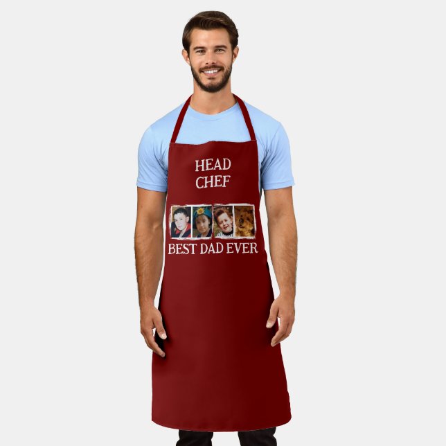 Head Chef Best Dad Ever 4 photo white burgundy Schürze (Getragen)