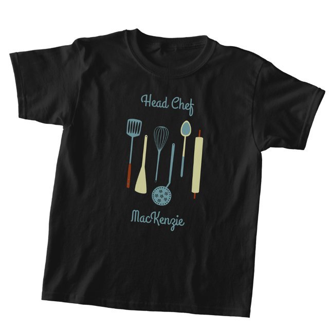 Head Chef Personalized Cooking T-Shirt (Fun head chef personalized name kids cooking t-shirt)