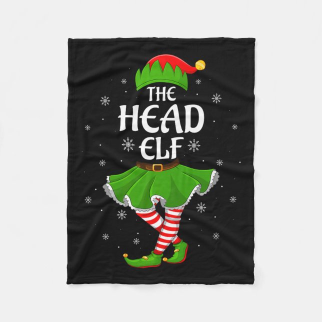 Head Elf Christmas Family Girls Women Elf Squad Xm Fleecedecke (Vorderseite)