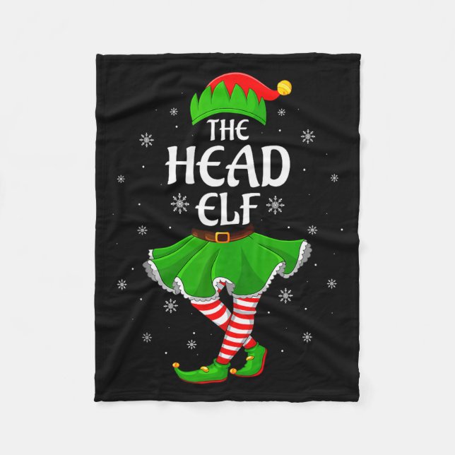 Head Elf Christmas Family Girls Women Elf Squad Xm Fleecedecke (Vorderseite)