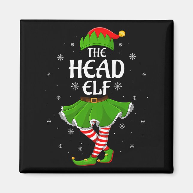 Head Elf Christmas Family Girls Women Elf Squad Xm Magnet (Vorne)