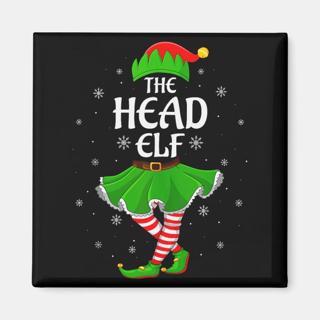 Head Elf Christmas Family Girls Women Elf Squad Xm Magnet (Vorne)