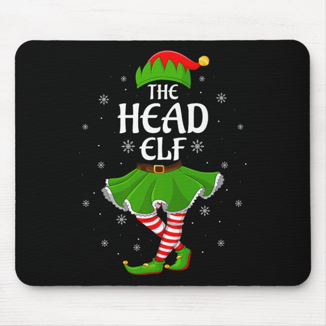 Head Elf Christmas Family Girls Women Elf Squad Xm Mousepad (Vorne)