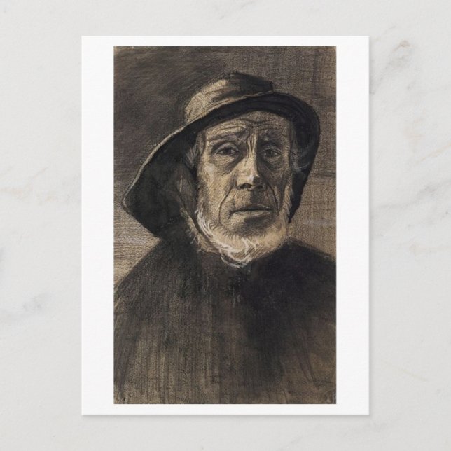 Head Fisherman, Beard Sou'wester, Vincent van Gogh Postkarte (Vorderseite)