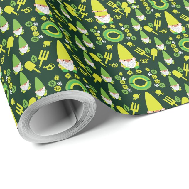 Head Garden Gnome Gardener Geschenkpapier (Rolleneckpunkt)
