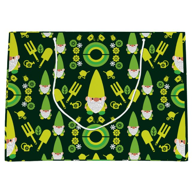 Head Garden Gnome Gardener Große Geschenktüte (Vorderseite)