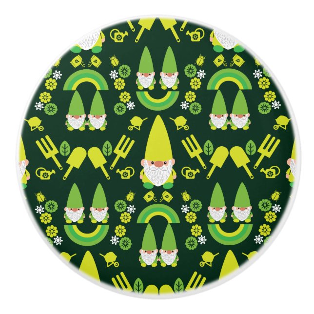 Head Garden Gnome Gardener Keramikknauf (Vorderseite)