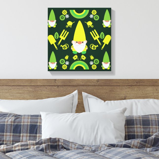 Head Garden Gnome Gardener Leinwanddruck (Insitu (Schlafzimmer))
