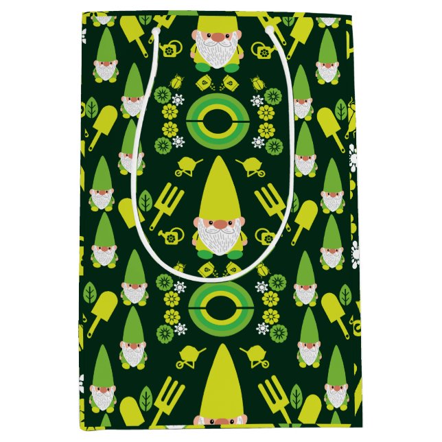 Head Garden Gnome Gardener Mittlere Geschenktüte (Vorderseite)