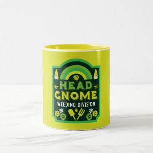 Head Garden Gnome Weeding Zweifarbige Tasse