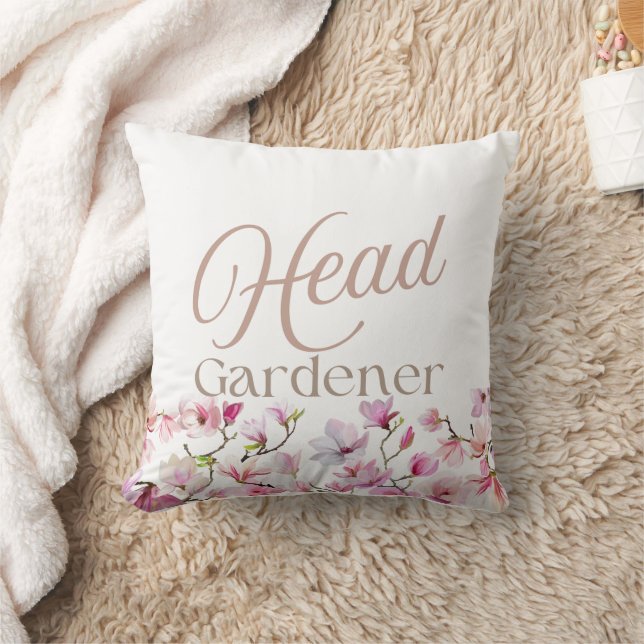 Head Gardener Elegant Script Floral Kissen (Decke)