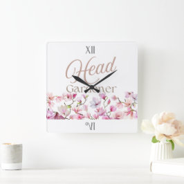 Head Gardener Floral Mother’s Day & Birthday Gift Quadratische Wanduhr