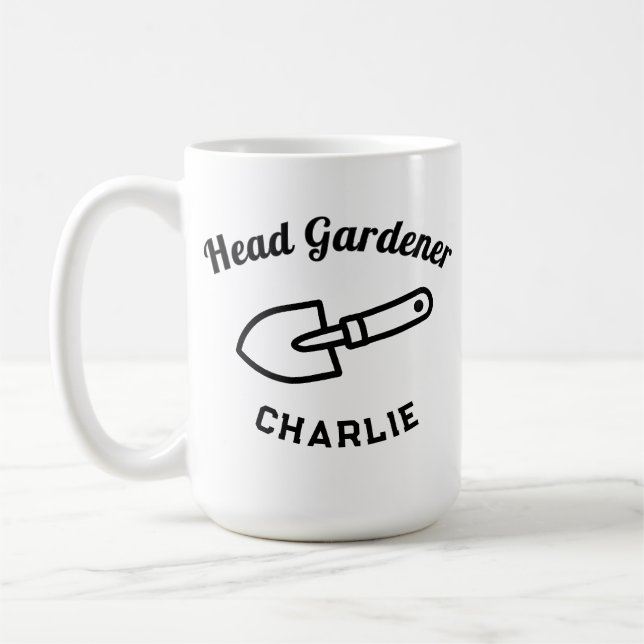 Head Gardener Humor Funny Garden Trowel Custom Kaffeetasse (Links)