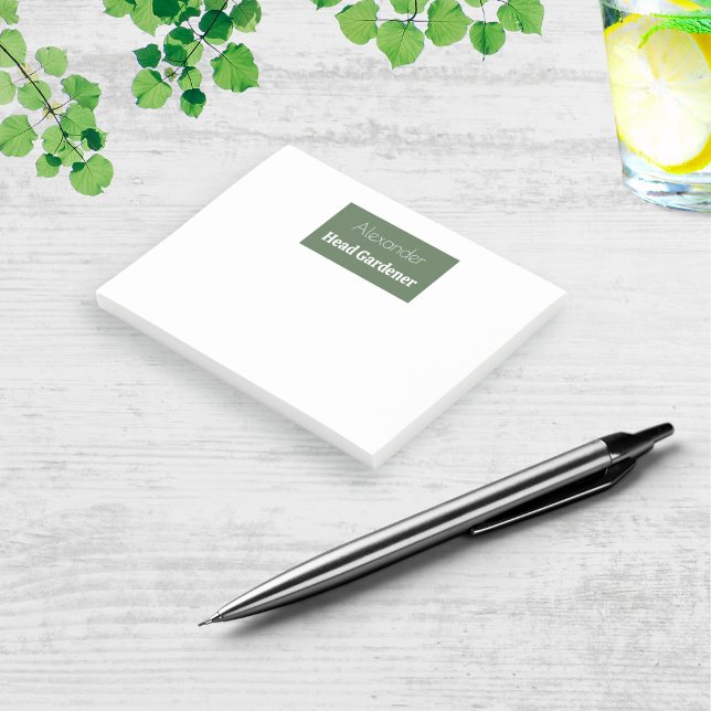 Head Gardener Personalisiert Novelty Garden Themed Post-it Klebezettel (Personalized post-it notes for garden lovers, with a modern design and 'Head Gardener' caption)