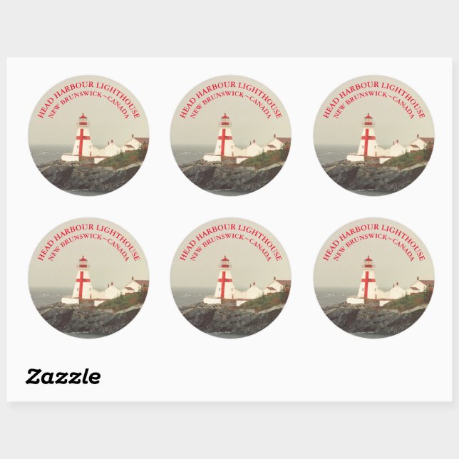 Head Harbour Lighthouse, NB Round Stickers (Blatt)