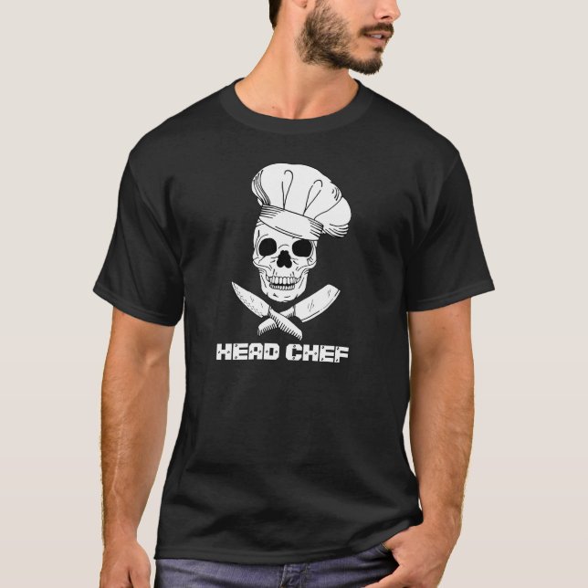 Head Koch Cool Skelett in einem Koch-Hat-Design T-Shirt (Vorderseite)