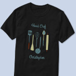 Head Koch Personalisiert T-Shirt<br><div class="desc">Fun Head Koch Design mit Vintagen Küchenutensilien für Ihren Lieblings-Koch, Koch oder Grillspezialist. Ändern Sie den Namen und den Text zu personalisieren.</div>