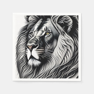 Head Lion Zeichnend Kunst Serviette