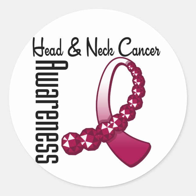 Head Neck Cancer Awareness Edelstone Ribbon Runder Aufkleber (Vorderseite)