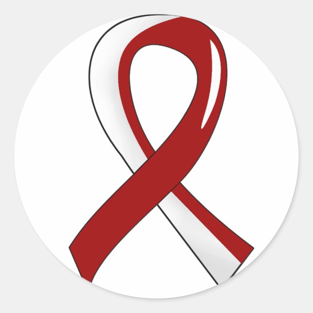 Head Neck Cancer Burgundy White Ribbon 3 Runder Aufkleber (Vorderseite)