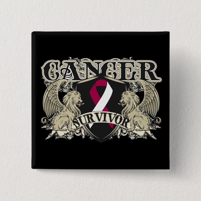 Head Neck Cancer Survivor Mens Heraldry Button (Vorderseite)