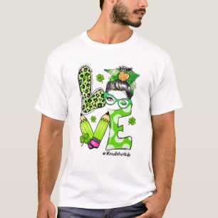 Head Start Life Messy Bun Kleeblatts St Patrick's  T-Shirt