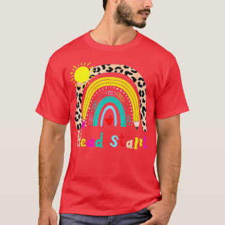 Head Start Teacher Leopard Rainbow Head Startseite T-Shirt