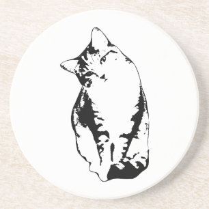 Head Tilt Tabby Cat Monochrome Untersetzer