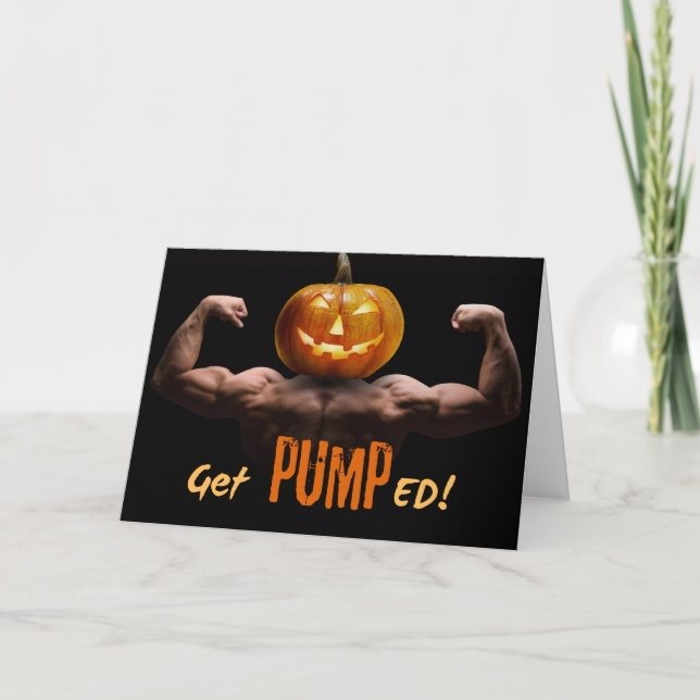 Head Turner Halloween Bodybuilder gepumpt Karte (Vorderseite)
