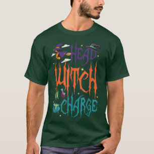 Head Witch in Charge Hat Brew Broom Happy Hallowee T-Shirt