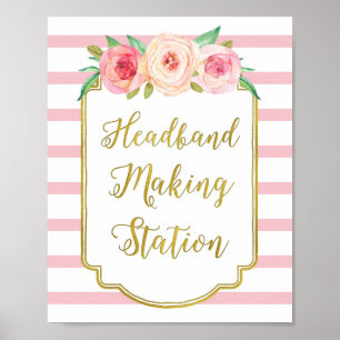 Headband Making Station Signieren rosa, florale St Poster