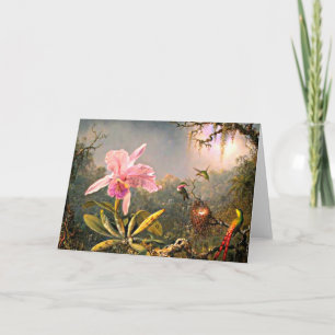 Heade - Cattleya-Orchidee und drei Kolibris Karte
